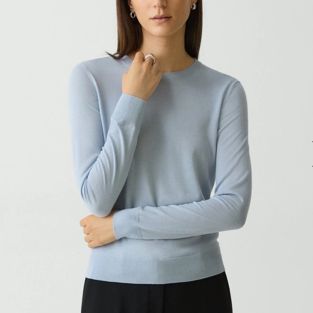 Theory Pale Blue Merino Wool Regal Sweater